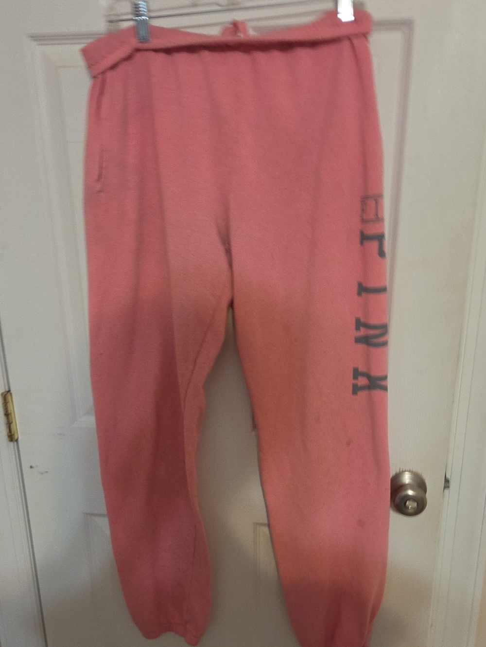 PINK Victoria's Secret WOMANS Coral Pink Fleece Joggers with Side Logo VINTAGE